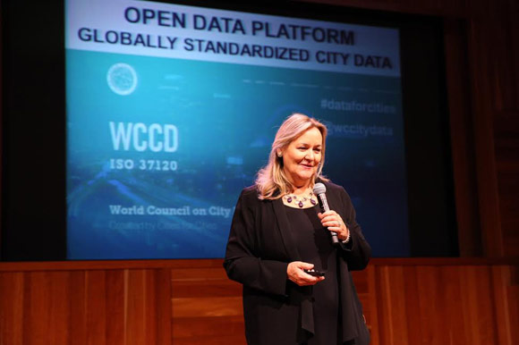Dr Patricia McCarney, a professor at the University of Toronto, announces the launch of the World Council on City Data. 